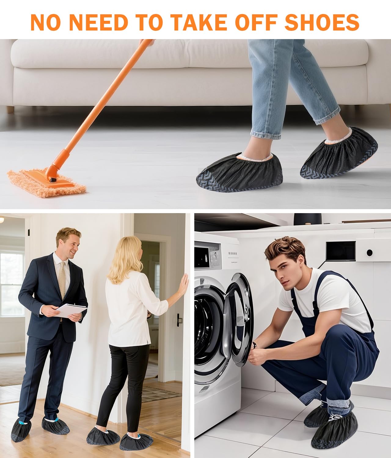 Fundas desechables antideslizantes: fundas profesionales para zapatos, botines duraderos para zapatos, fundas reciclables para zapatos y botas, talla única (paquete de 100)