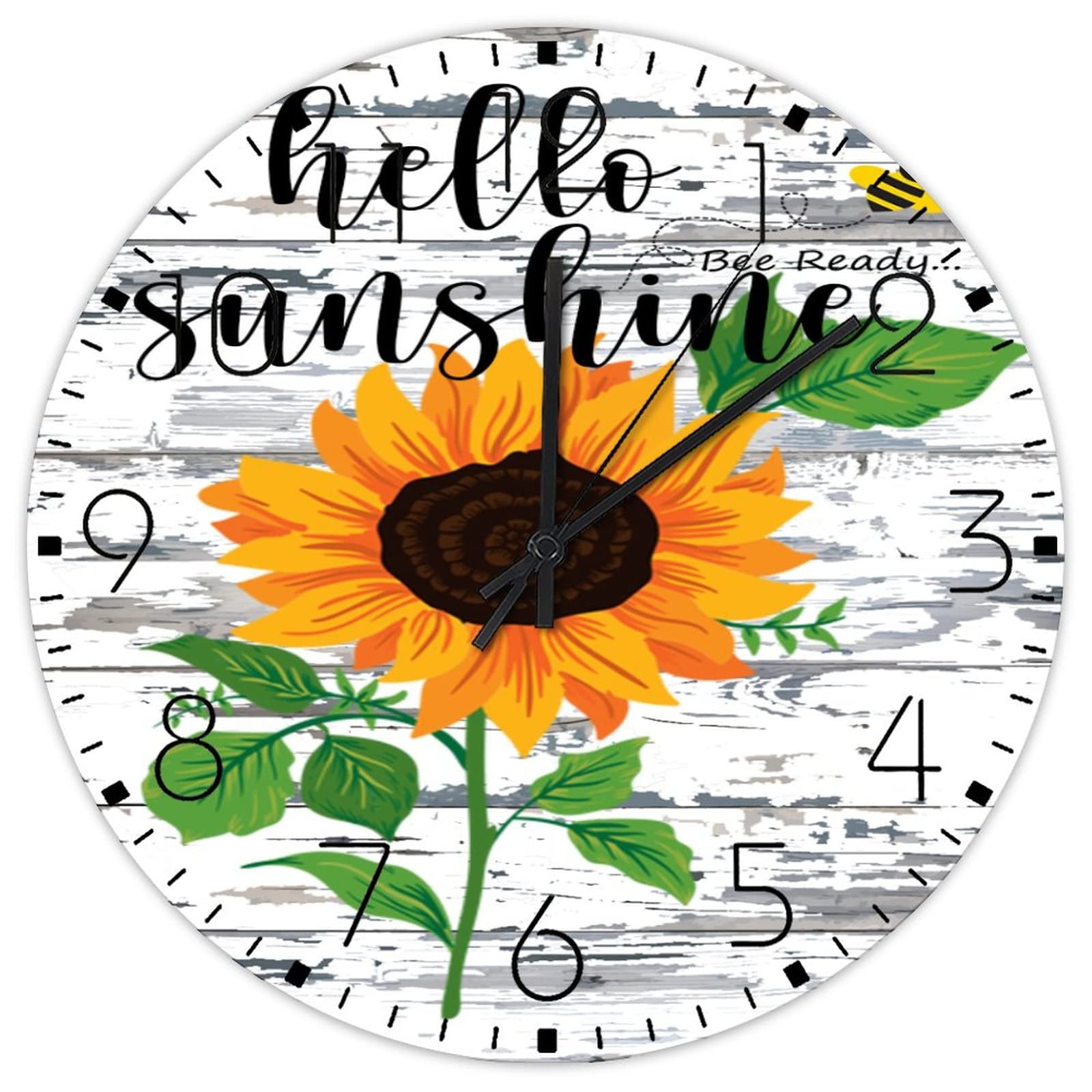 Horloge murale en bois 30 cm rustique jaune pour loft et magasin