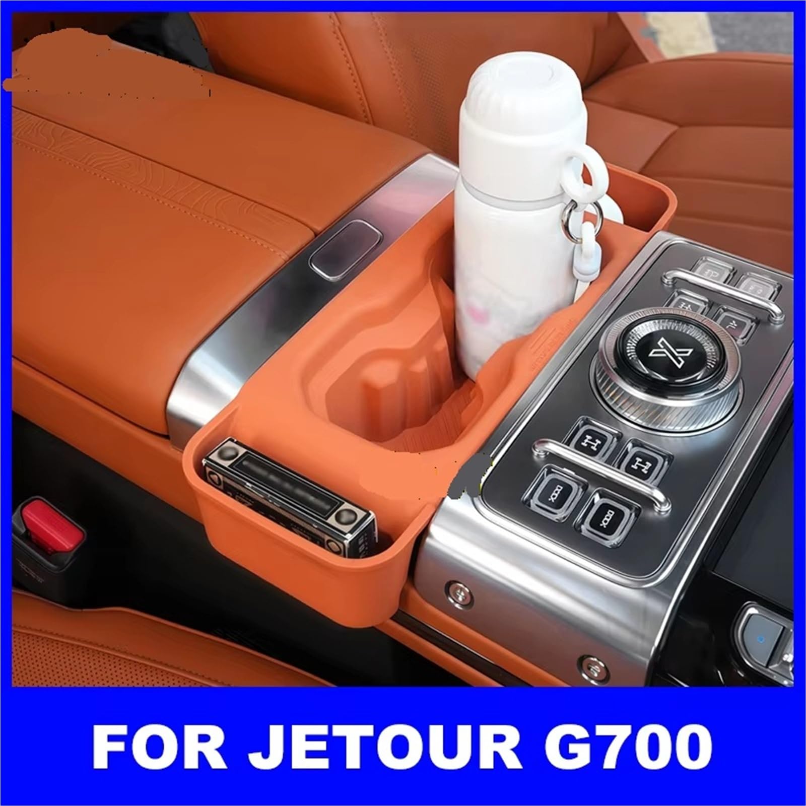 Kompatibel Mit Chery Für Jetour Für G700 2025 2026, Car Center Control Silikon-Becherschlitz-Aufbewahrungsbox Getränkehalter Auto(Beige)