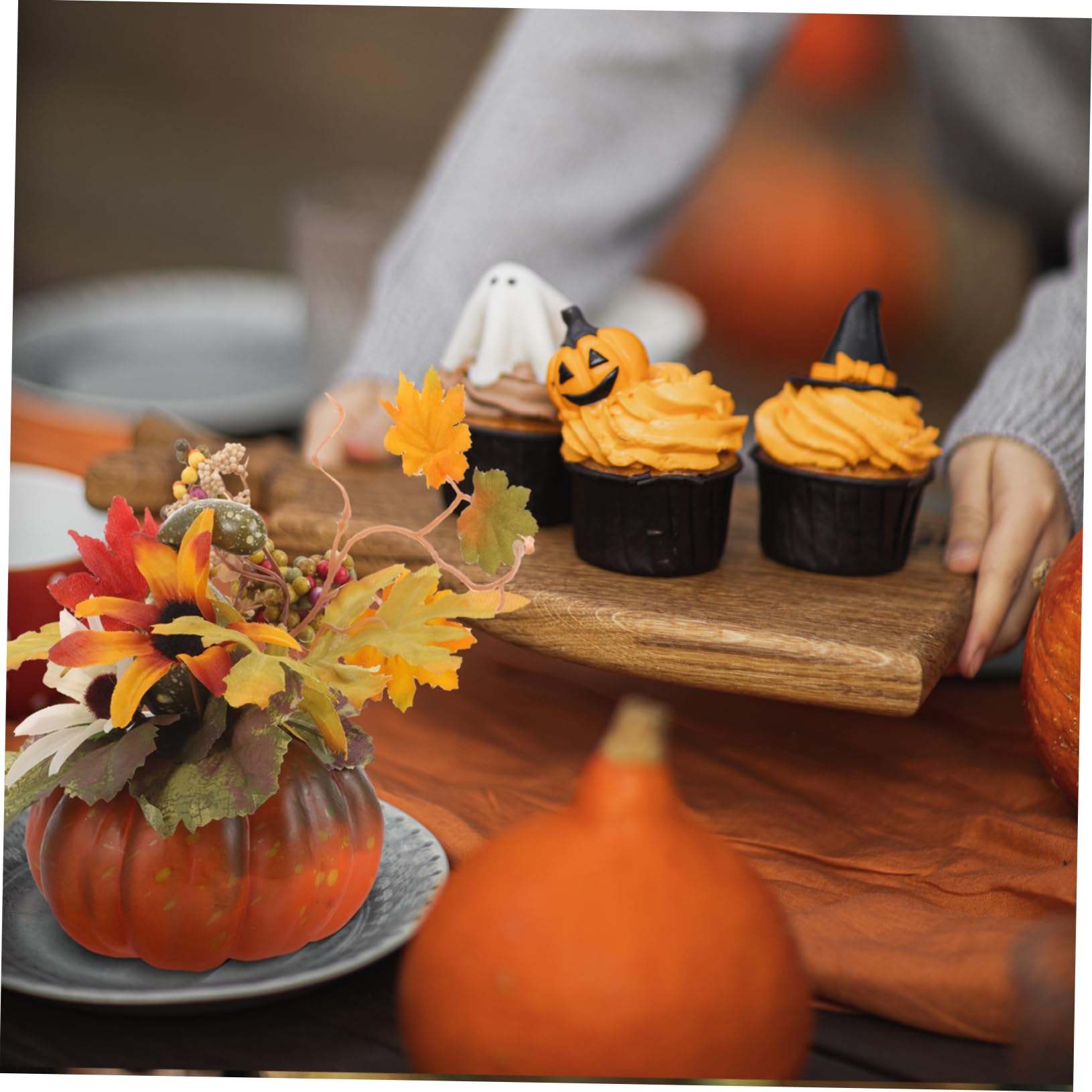 Homoyoyo 3 Stücke Künstliche Kürbis Dekorationen Für Halloween Und Thanksgiving – Herbstliche Tischornamente Für Eine Stimmungsvolle Tischdeko Mit Minipflanzen Und Beerendekorationen