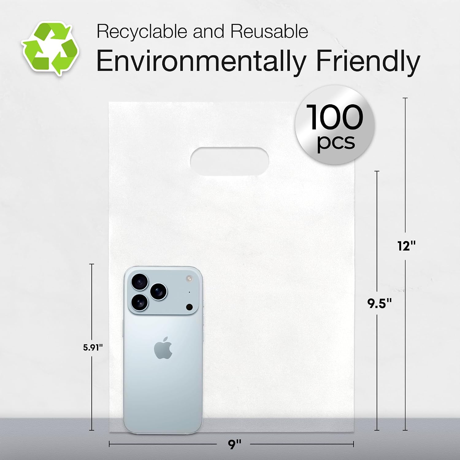 100 Frosted Clear Plastic Bags With Handles 9x12 Merchandise Bags image 5