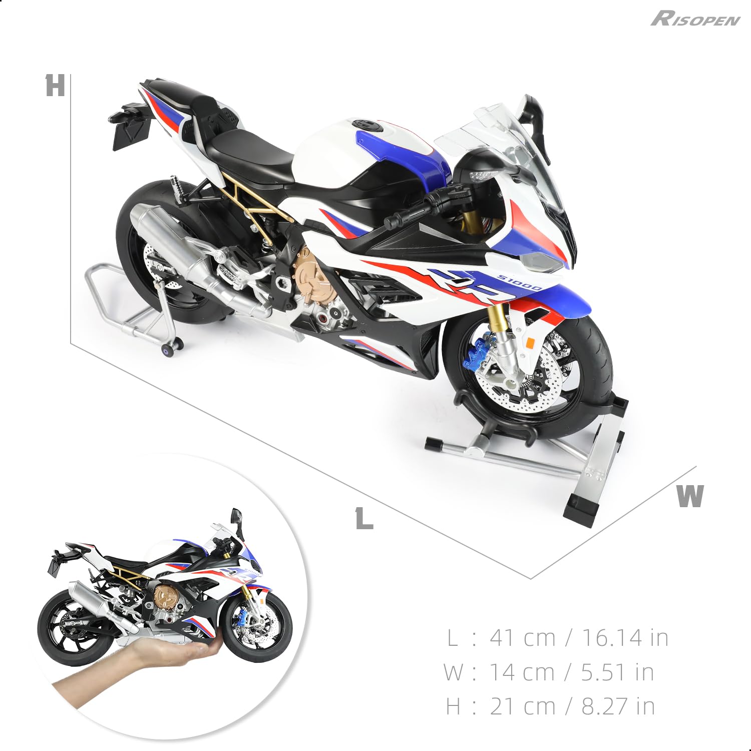 Risopen 1:6 Motorrad-Modellspielzeug passend für die BMW S1000RR