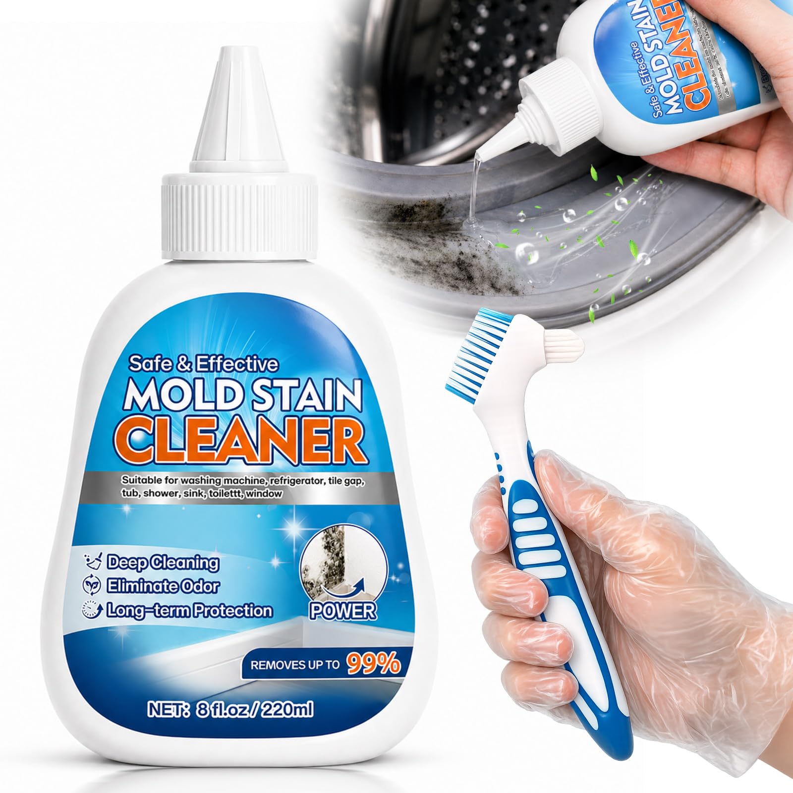 Mold Stain Remover Gel, 8 Fl Oz Heavy-Duty Thick Gel
