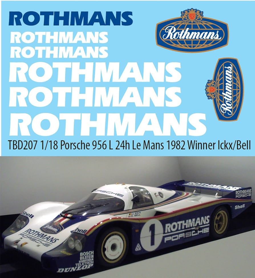 1/18 Porsche 956 L24H Le Mans 1982 Winner Ickx/Bell Decals TB 