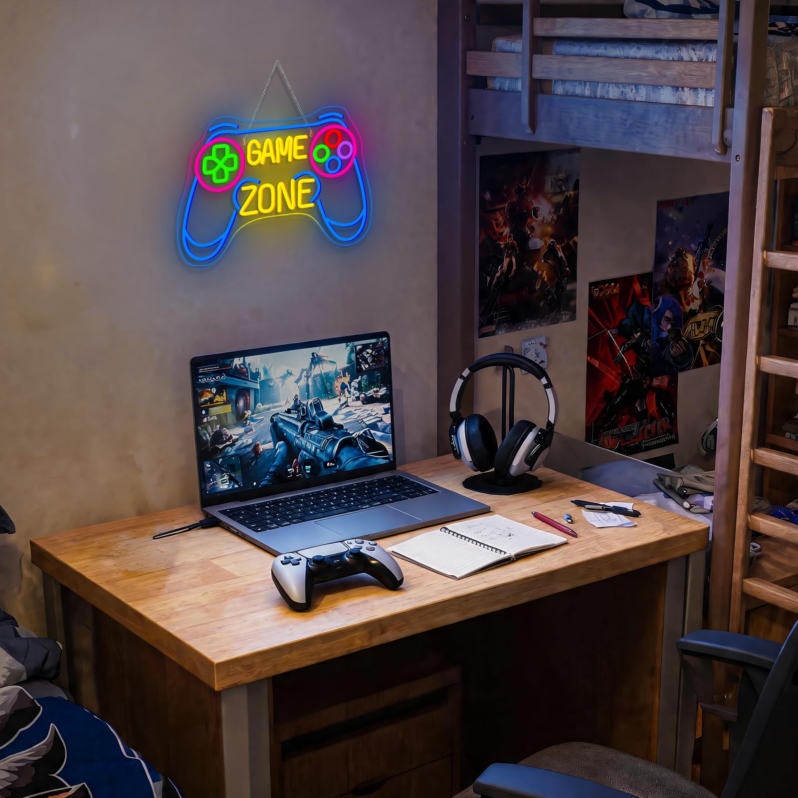 Game Zone neonowa tabliczka do dekoracji ściany, neonowa tabliczka LED do pokoju zabaw, pomysł na prezent dla chłopców, dzieci i graczy, dekoracja pokoju dla chłopców