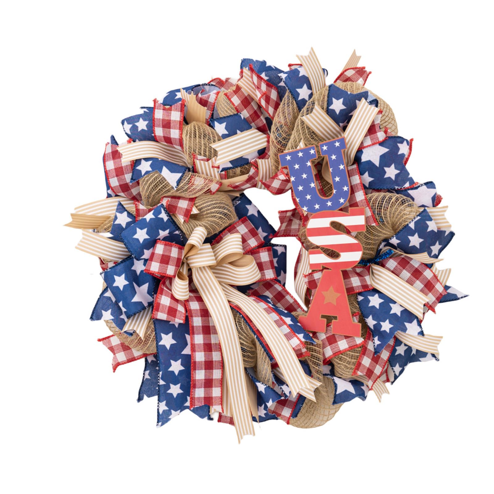 Kalttoy Multicolor 4Th Of Julys Wreath Patriotics Wreath Independences Day For Front Door Memorials Day Americana Wall Decors Independences For Front Door