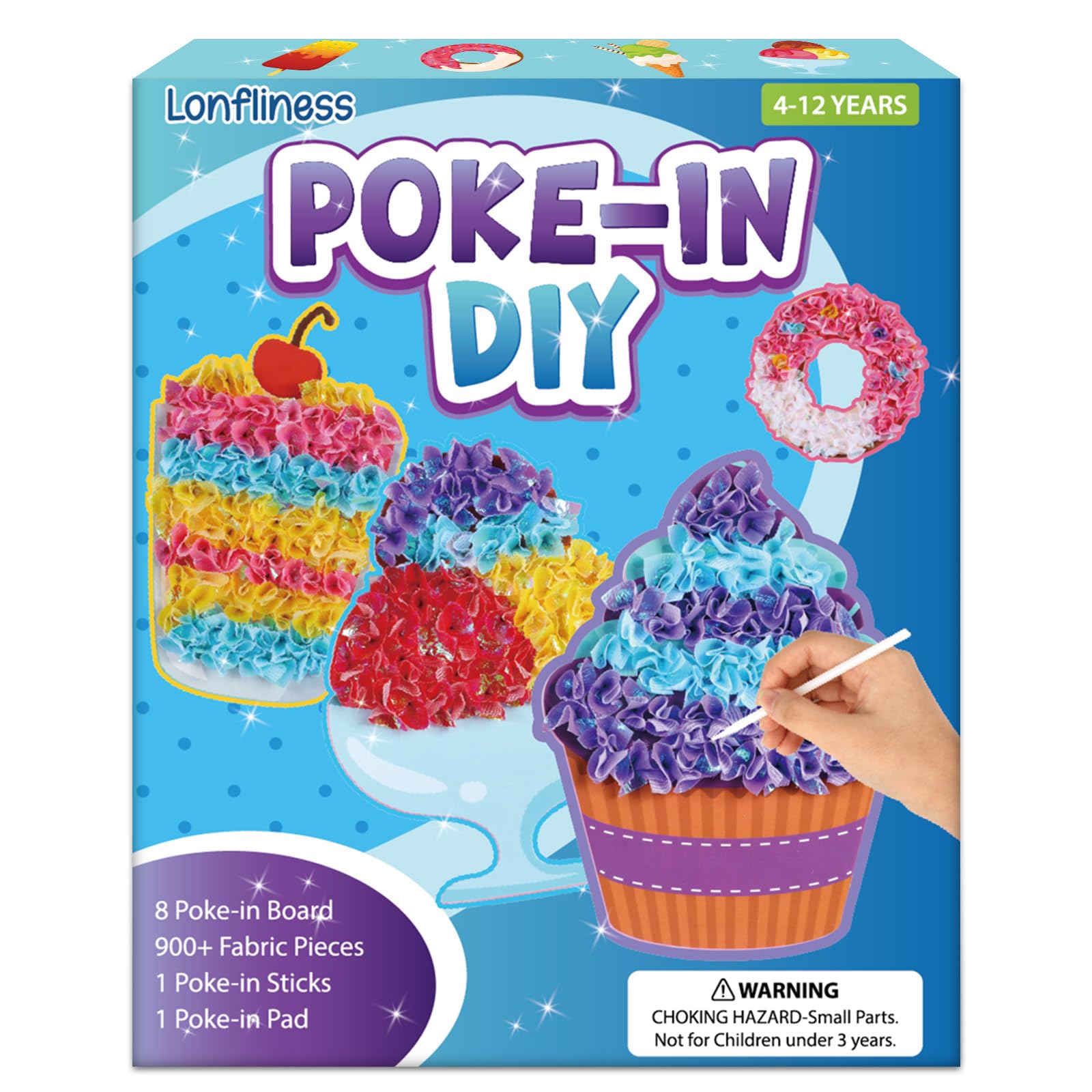 Lonfliness 8 Pcs Dessert Cake Poke in Craft Kits for Kids Mess Free DIY Art
