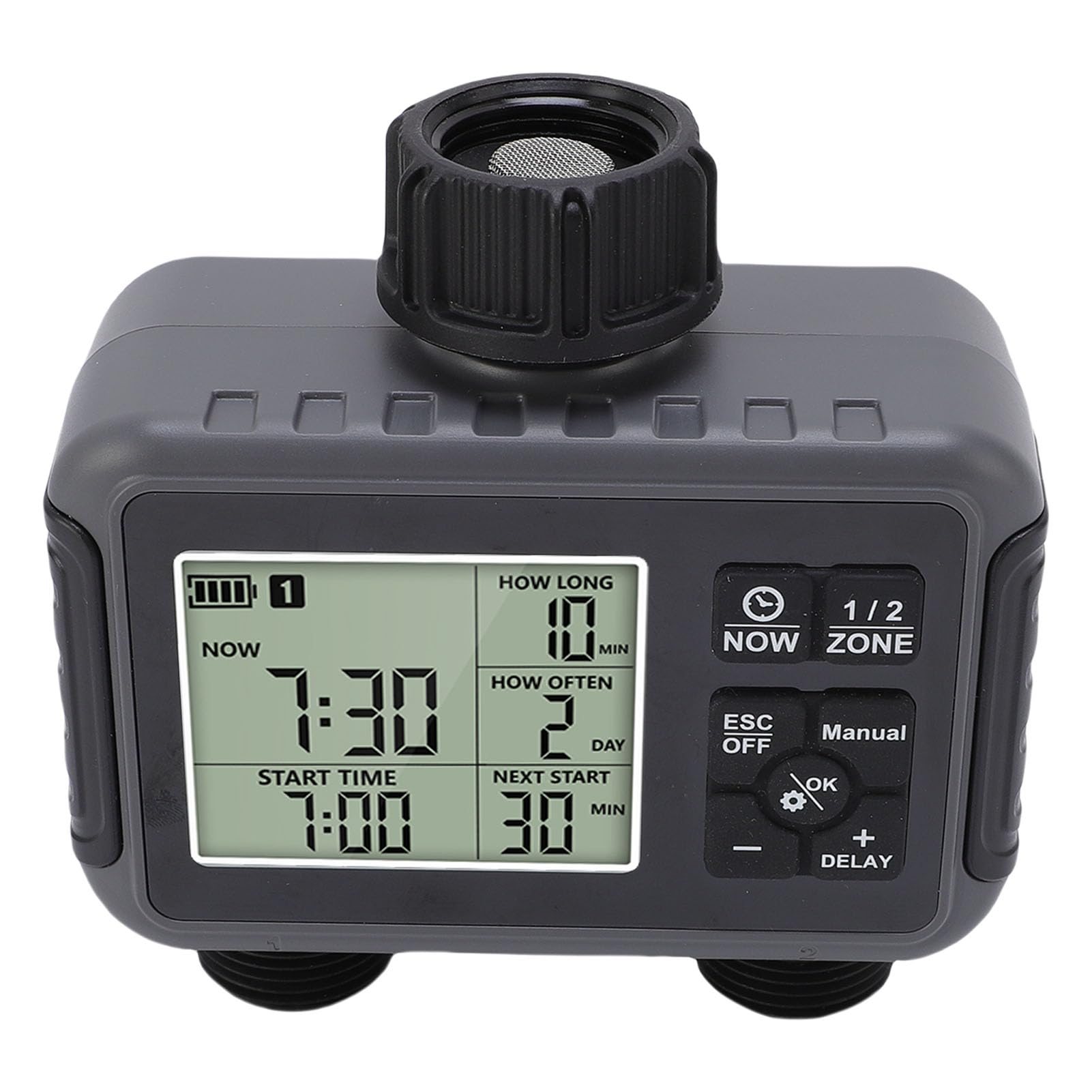 Ejoyous Temporizador de Riego Automático Pantalla LCD Temporizador de Riego ABS 2 Zonas 3 4 1 2 Pulgadas Conexión de Grifo Horario Personalizado para Jardín Al Aire Libre Patio Plantas en Macetas