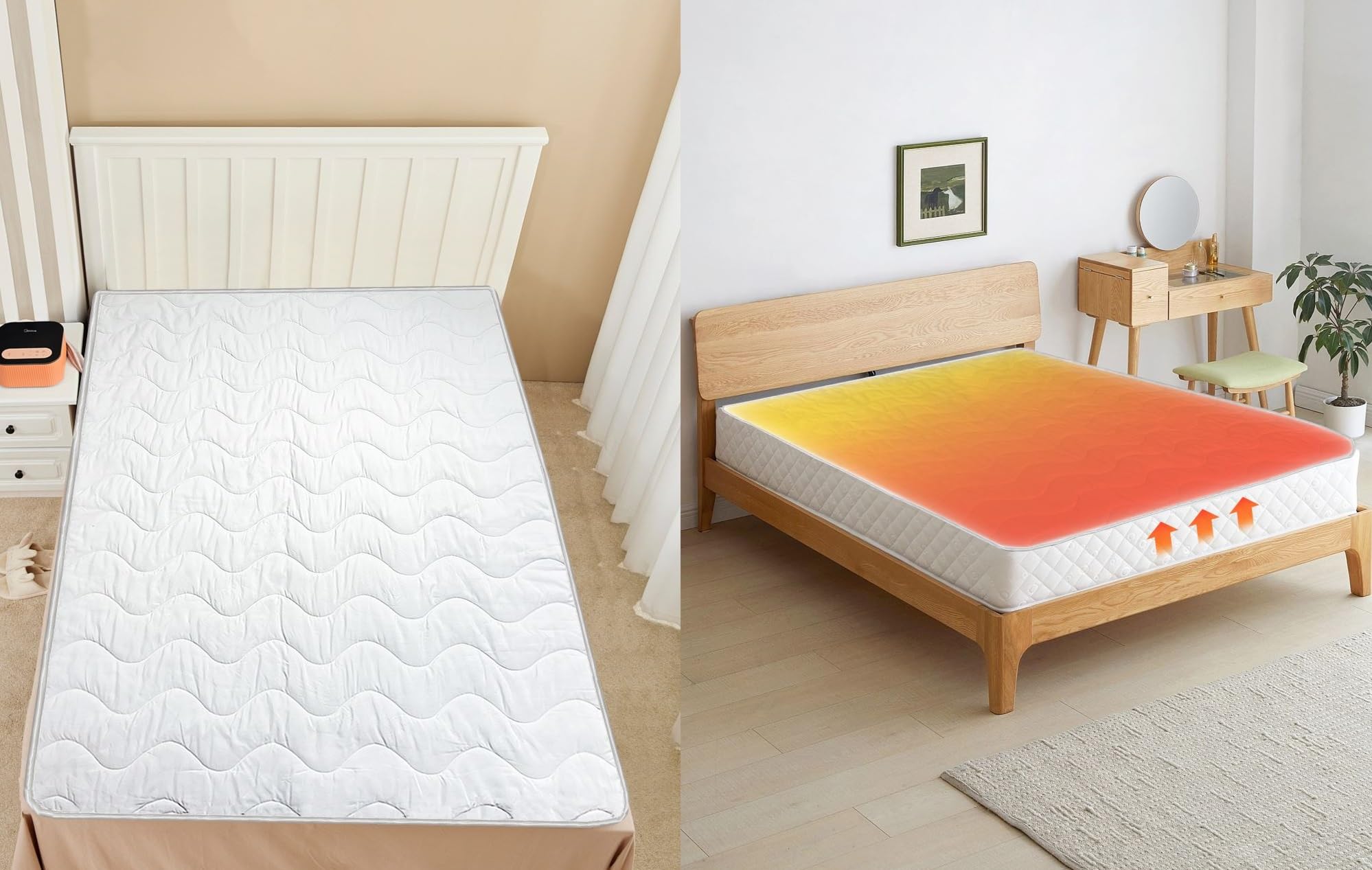 Self Heating Mattress Topper With Heat Reflecting Foil and Thermal Lining to Retain Heat Soft Warm Cosy Mattress Pad for Ultimate Comfort and Warmth (Single 92x190 CM)