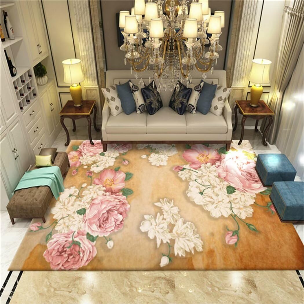 Tapis salon doux route vieux rose 180x230cm lavable de chambre