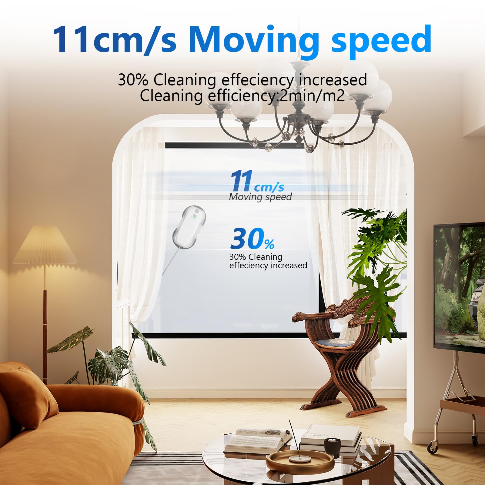 Tosima W5 Robot Lavavetri Finestre, Robot Pulisci Vetri con Doppio Spray e Aspirazione 2600-3200Pa, Lavavetri Automatico Sicurezza Tripla per Superfici Lisce Interni/Esterni (Telecomando + 8 Panni)