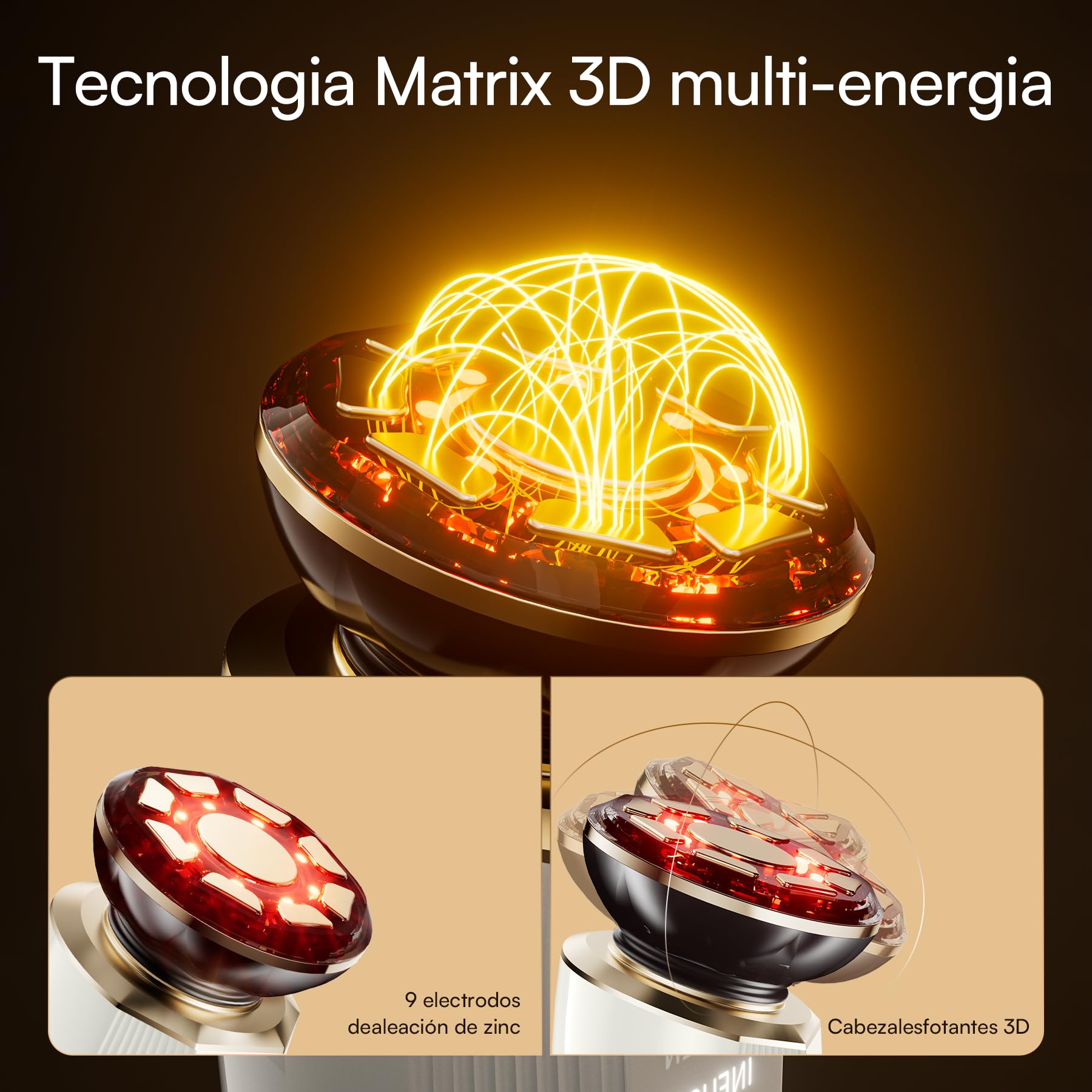 INIA FLARE Dispositivo Facial de Microcorriente con Luz Roja | Con luz roja y microcorriente, masaje facial para una apariencia más firme y cuidada, ideal para rostro y cuello