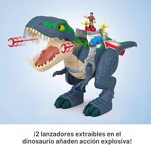 Miniatura 5 de Fisher-Price Imaginext Jurassic World Rebirth Dinosaur Playset, Ultimate Action Chomp T. rex Juguete de dinosaurio de 18 pulgadas con luces,