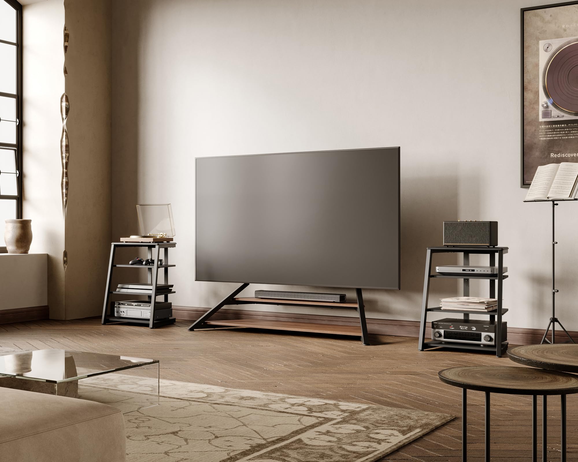 FITUEYES HiFi Shelf AV Shelf 4-level stand di legno con ripiani in legno per giradischi DVD Player Xbox supporto HIFI Rack
