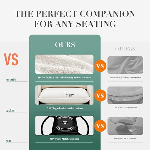 Miniatura 9 de COLAMY Juego de 2 sillas giratorias decorativas de 34 pulgadas, sillón tapizado con almohada de respaldo mullido, moderno y cómodo para dormitorio,