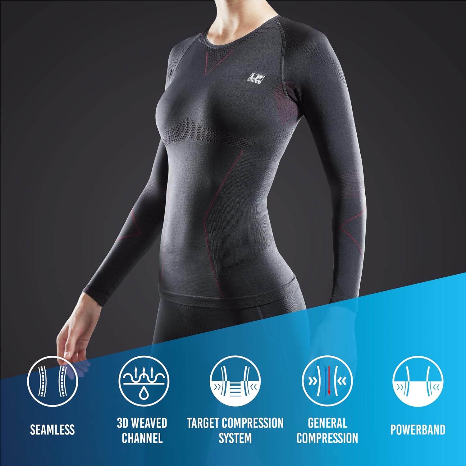 LP SUPPORT ARF2401Z Long Sleeve Compression Shirts for Women- Base Layer for Yoga, Running, Fitness