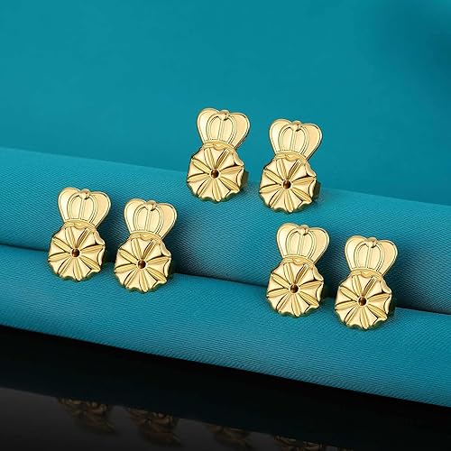 Miniatura 5 de 6 piezas de aretes para orejas caídas, ajustables, hipoalergénicos, seguros para aretes pesados (dorado)