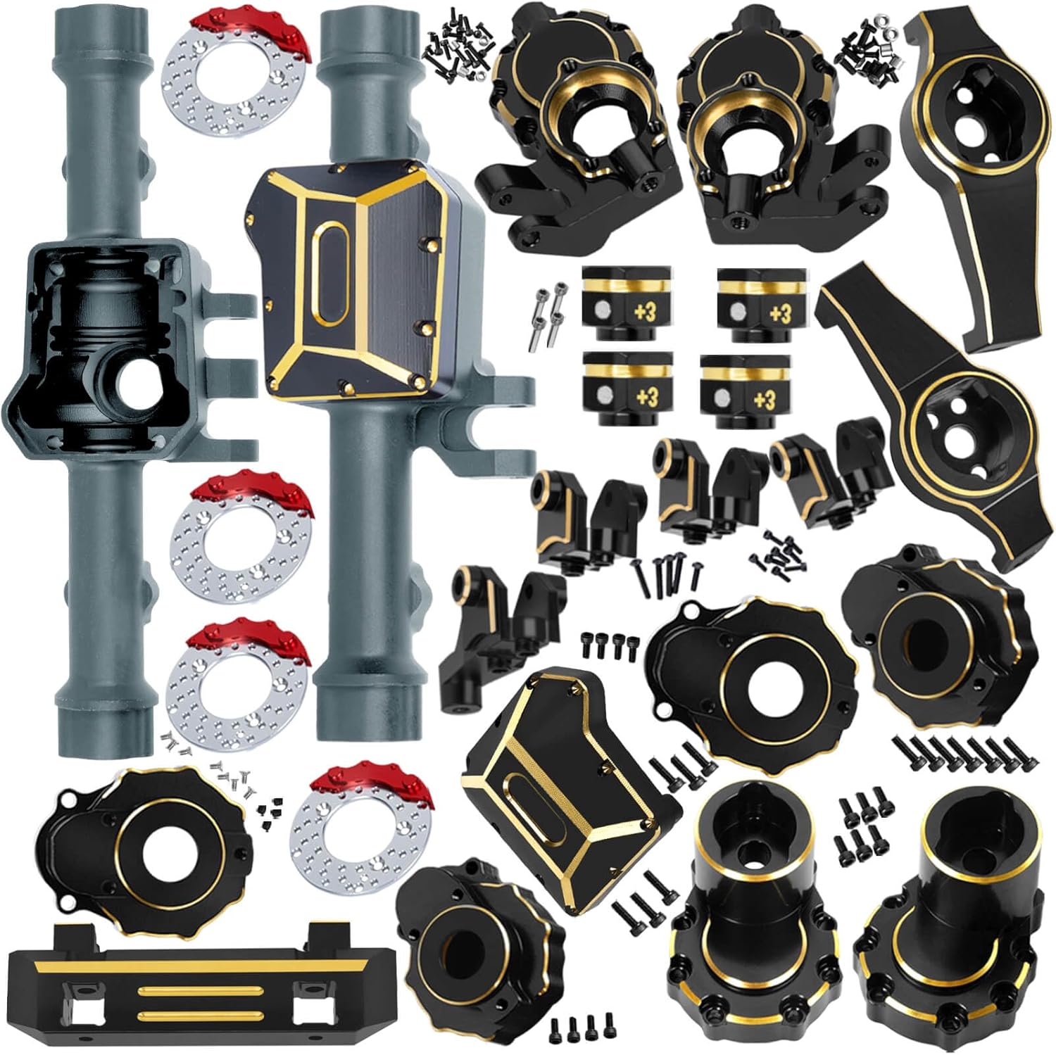 Upgrades Parts for 1/10 TRX4,Brass Front Rear Portal Axles,Axle Mount,Caster Blocks C Hub Carrier,Diff Covers,Inner & Outer Portal Cover Housing Hex Hub,Titanium