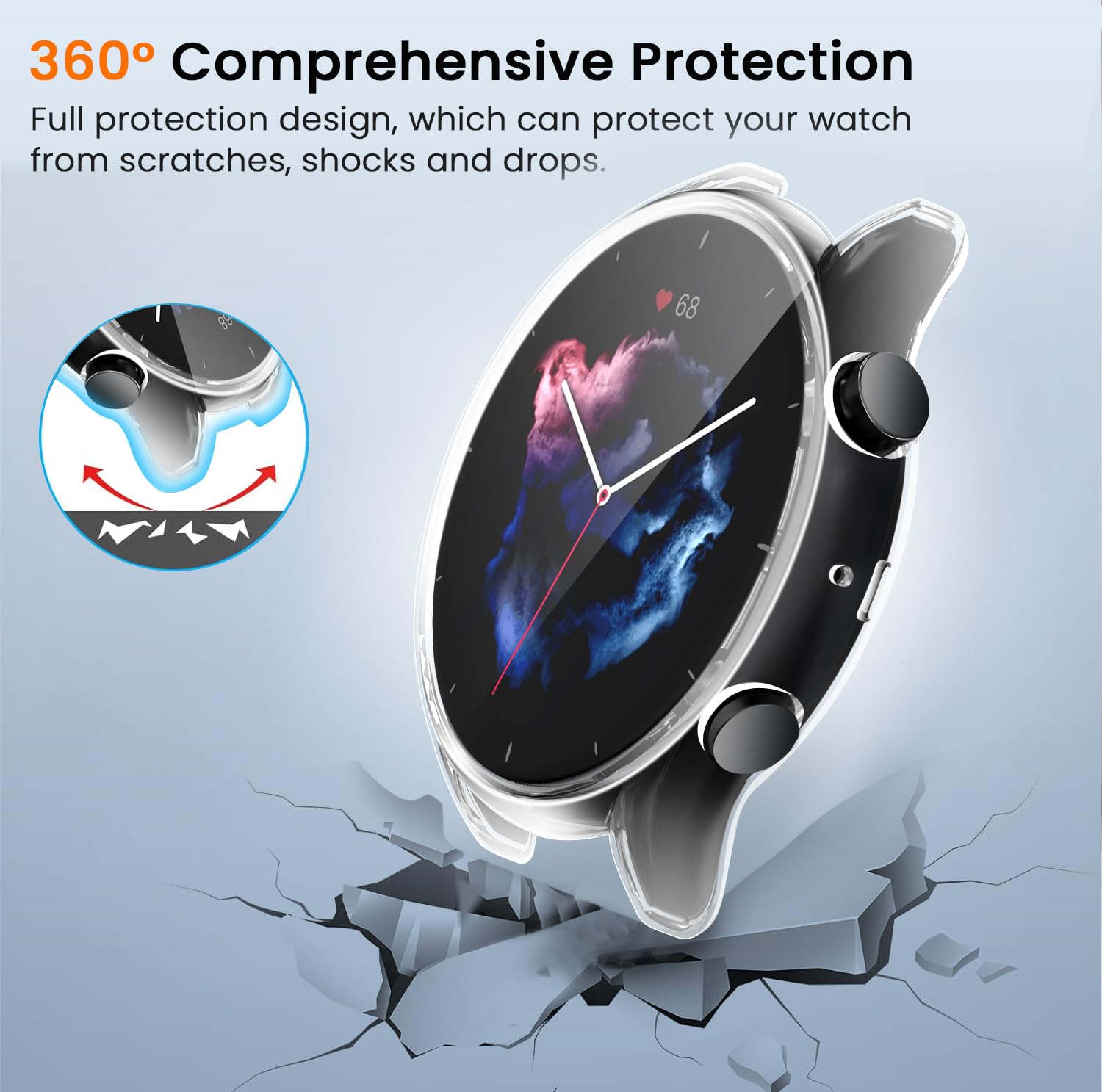 IVoler 3er-Pack Schutzhülle Mit Glas Für Amazfit GTR 3 / Pro – Ultradünn & Kratzfest