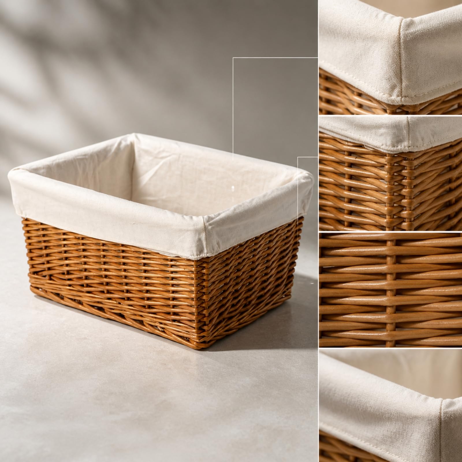Gralara Corbeille Dblure Amovible | Tressé à la Main, Panier Dblure Amovible, Naturel, pr Chambre, Bureau, Brun, L