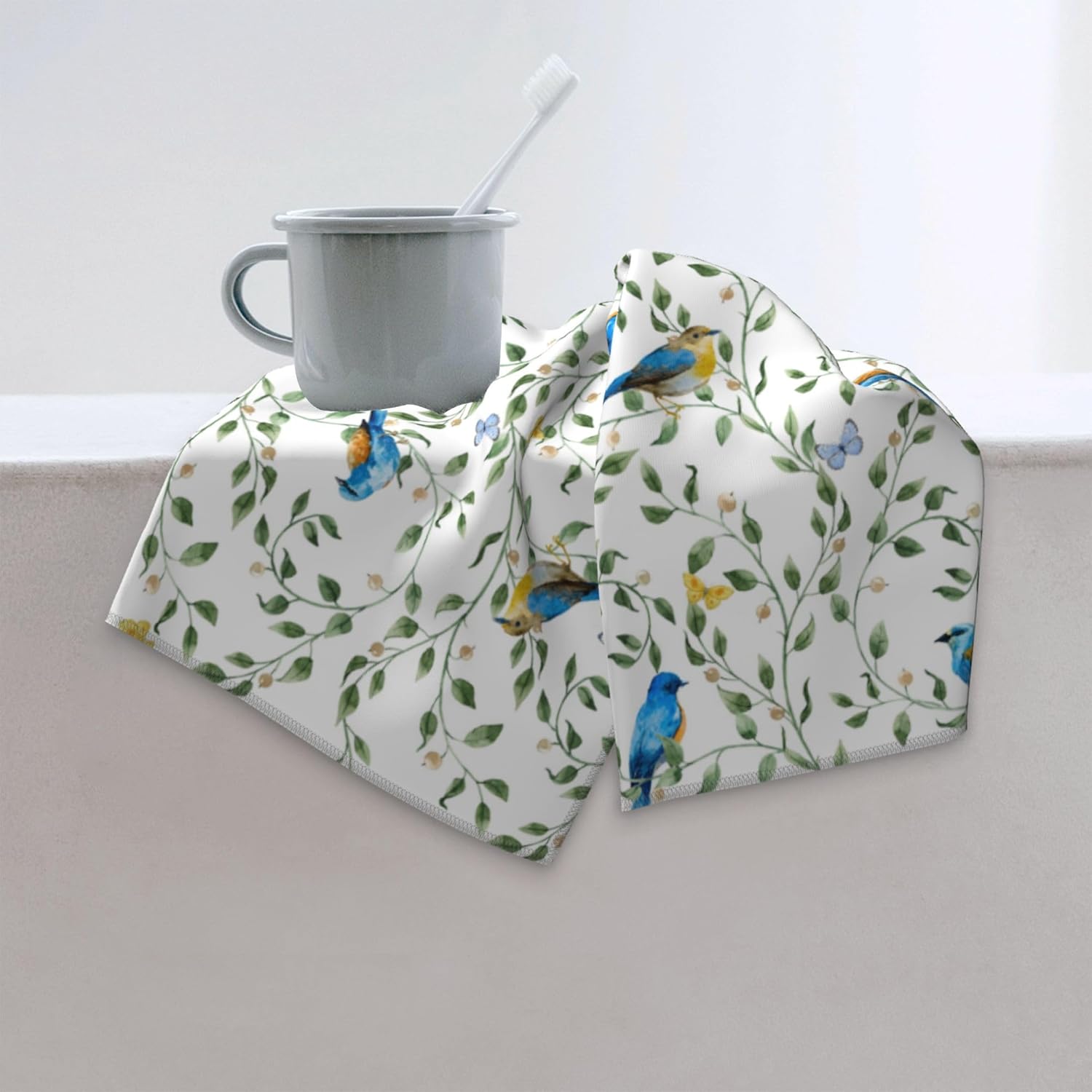 Bird Bath Hand Towels Set of 2 Soft Absorbent Garden Decorative Hand Towels for Bathroom Kitchen Sports Gym Yoga Spring Summer Decor Bird Lover Gifts for Women Friends 14"x28" - Image 5