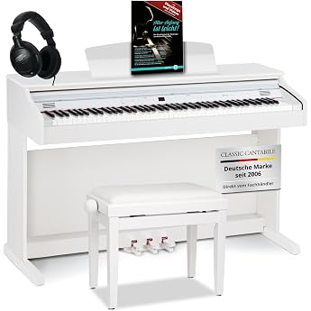 Classic Cantabile DP-50 Electric Piano - Digital Piano 88 Keys with Hammer Mechanism, 14 Voices, Headphone Jacks, USB, 3 Peda