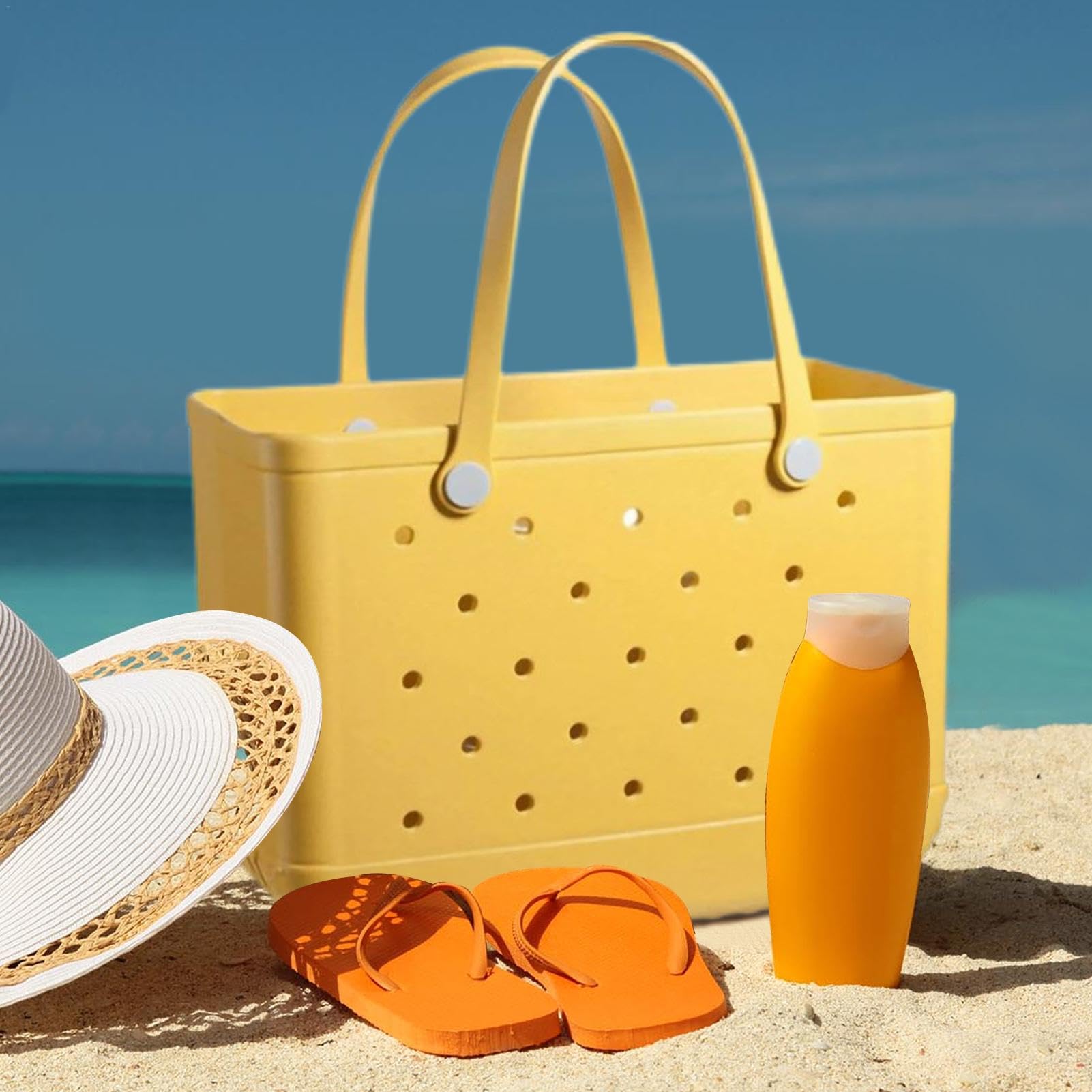 Bolsa de playa ligera para mujer, bolsa de goma EVA, bolsa de viaje de goma lavable grande para gimnasio, playa, piscina