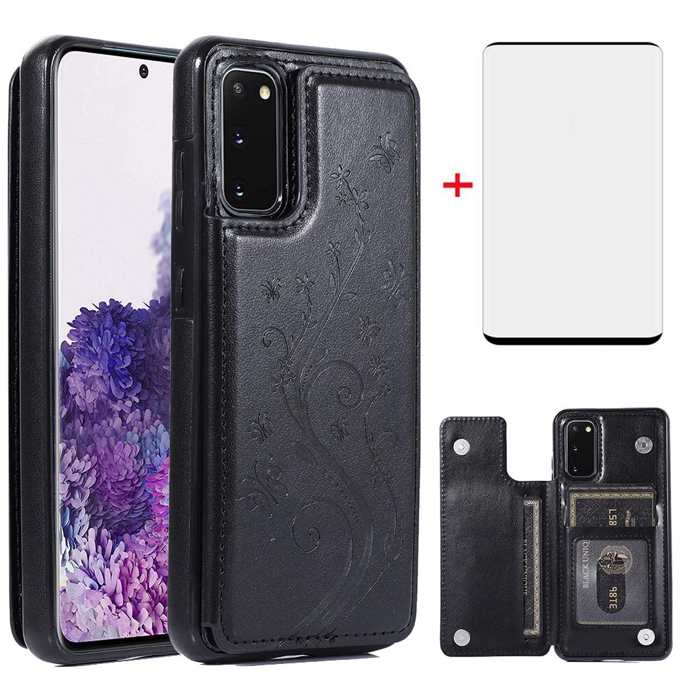 Asuwish Phone Case for Samsung Galaxy S20 with Tempered Glass Screen Protector and Card Holder