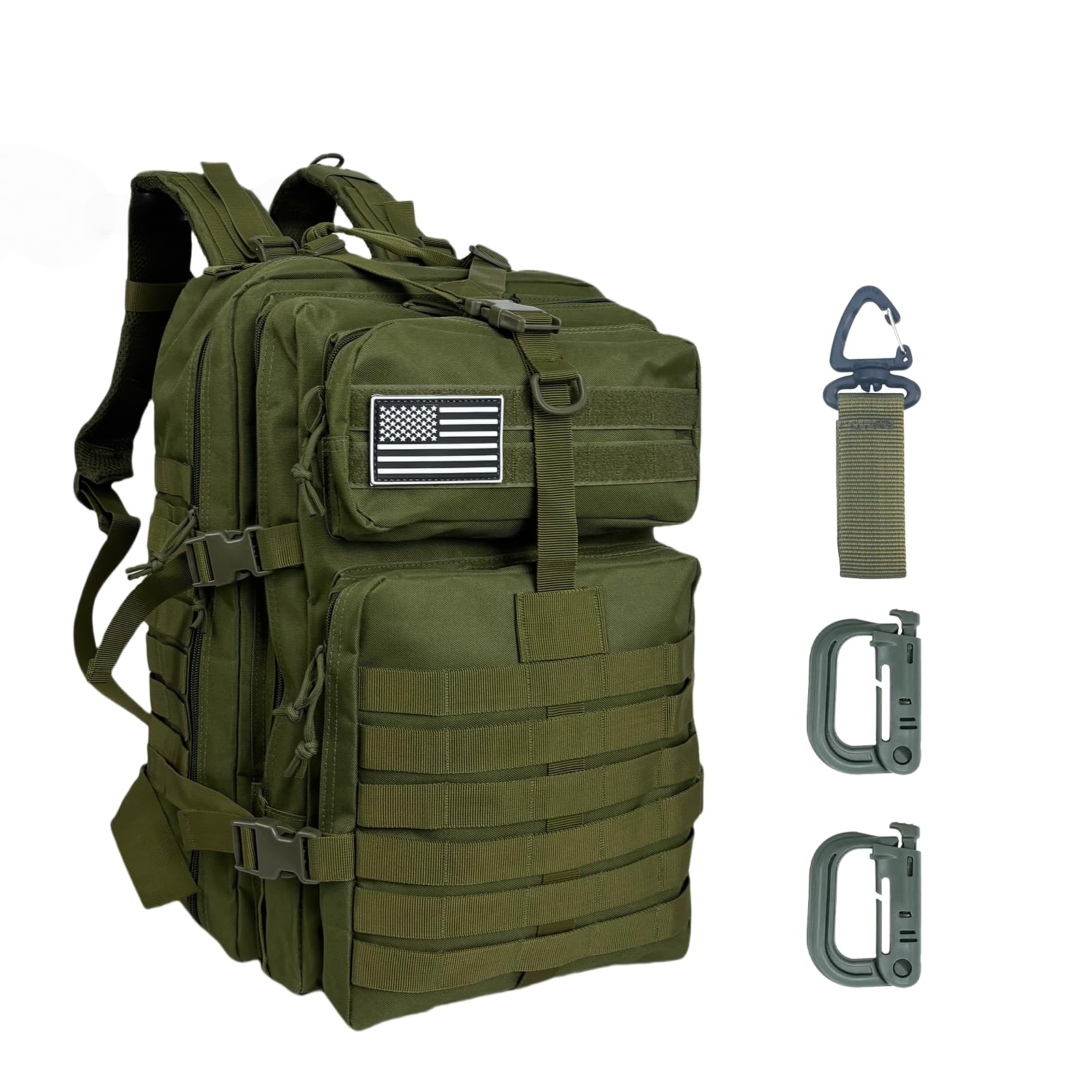 Oraynn 50L Large Military Tactical Backpack Molle Army Assault Pack for Travel Camping Hiking Fishing Backpack for men (green)