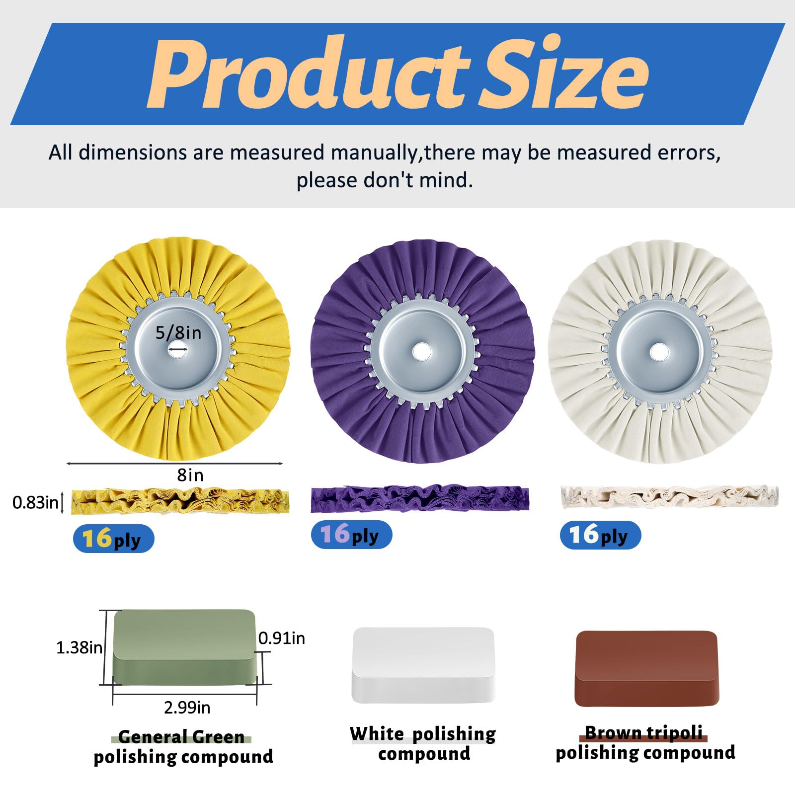 Amylove 3 Pcs 8 Airway Buffing Wheel Aluminum Wheel