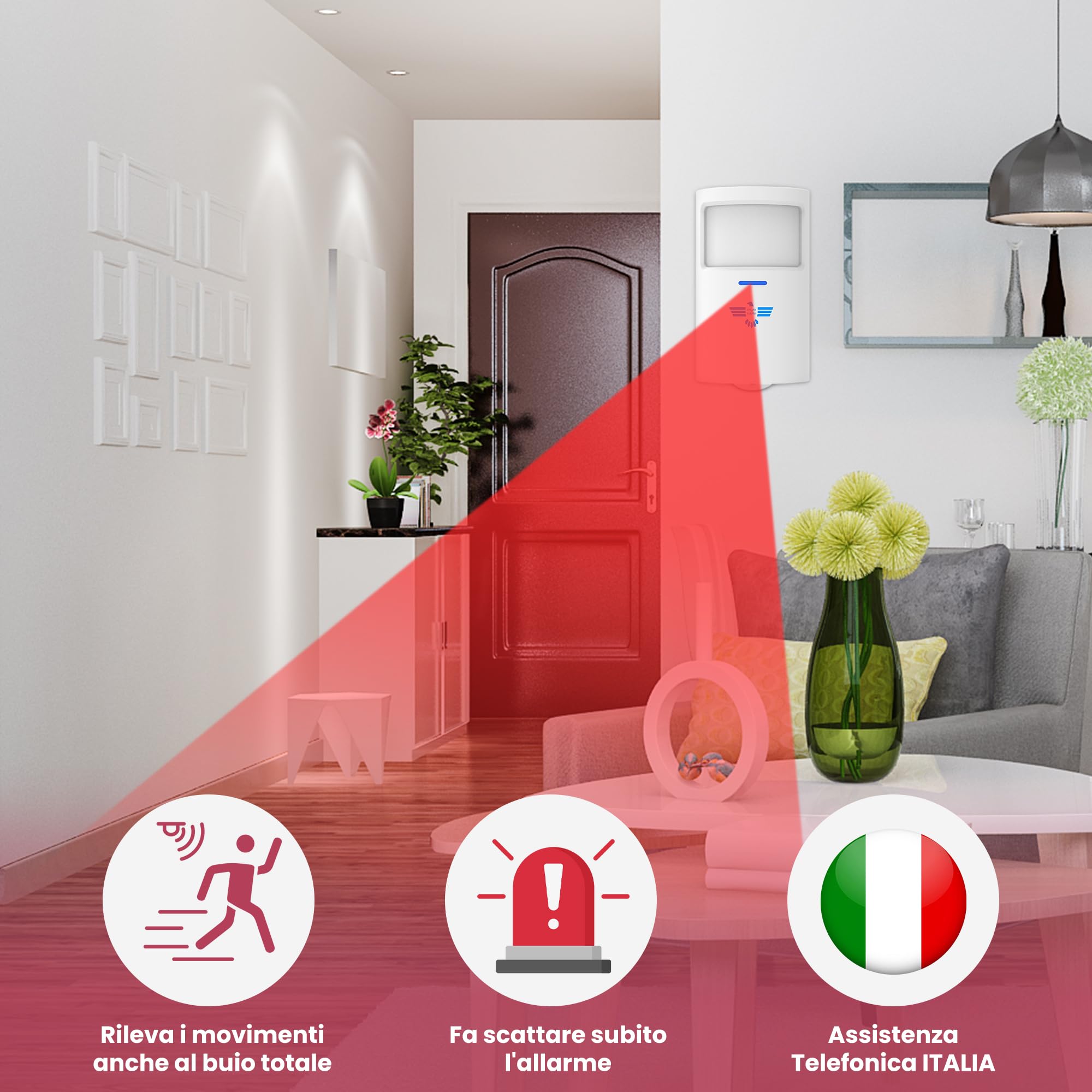 ITALIAN ALARM - Allarme Casa Senza Fili 7" Super Touch Screen, Antifurto WiFi GSM con APP, Sistema Allarme Wireless Completo con Sirena da Esterno. Già configurato, Video Tutorial e Assistenza Italia