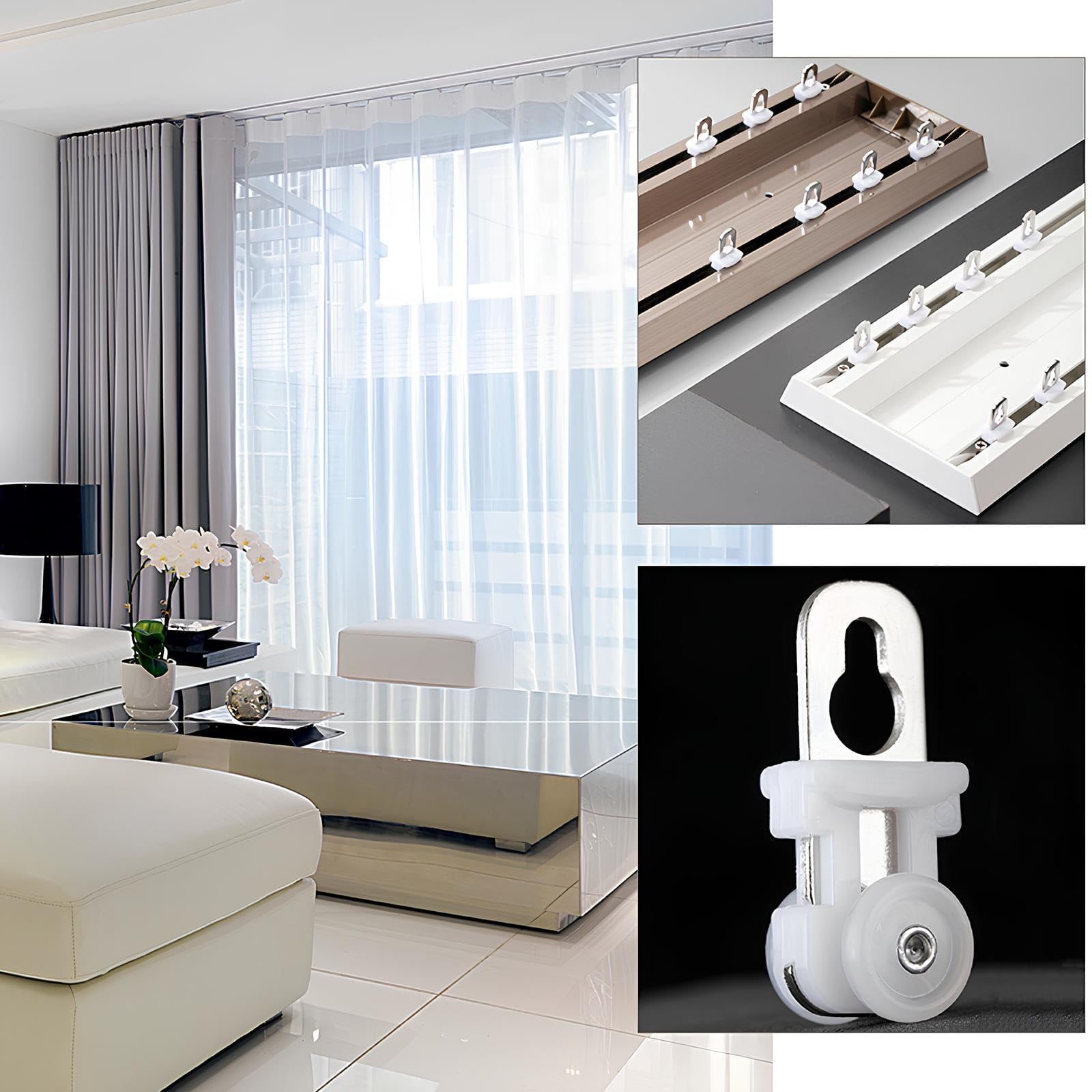 Doppelte Vorhangschienen aus Aluminium – robustes Deckenhalterungssystem für Raumteiler, Wohnzimmer, Schlafzimmer, Hängedecke oder Duschvorhanginstallation
