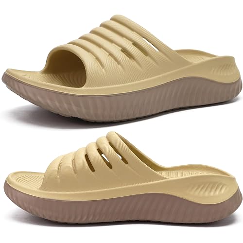 KuaiLu Recovery Sandals Women With Comfortable Arch Support Sport Slides | Ladies Orthotic Thick Cushion Open Toe Slippers Relief Plantar Fasciitis Reduces Stress on Feet,Joints & Back Post-Exercise