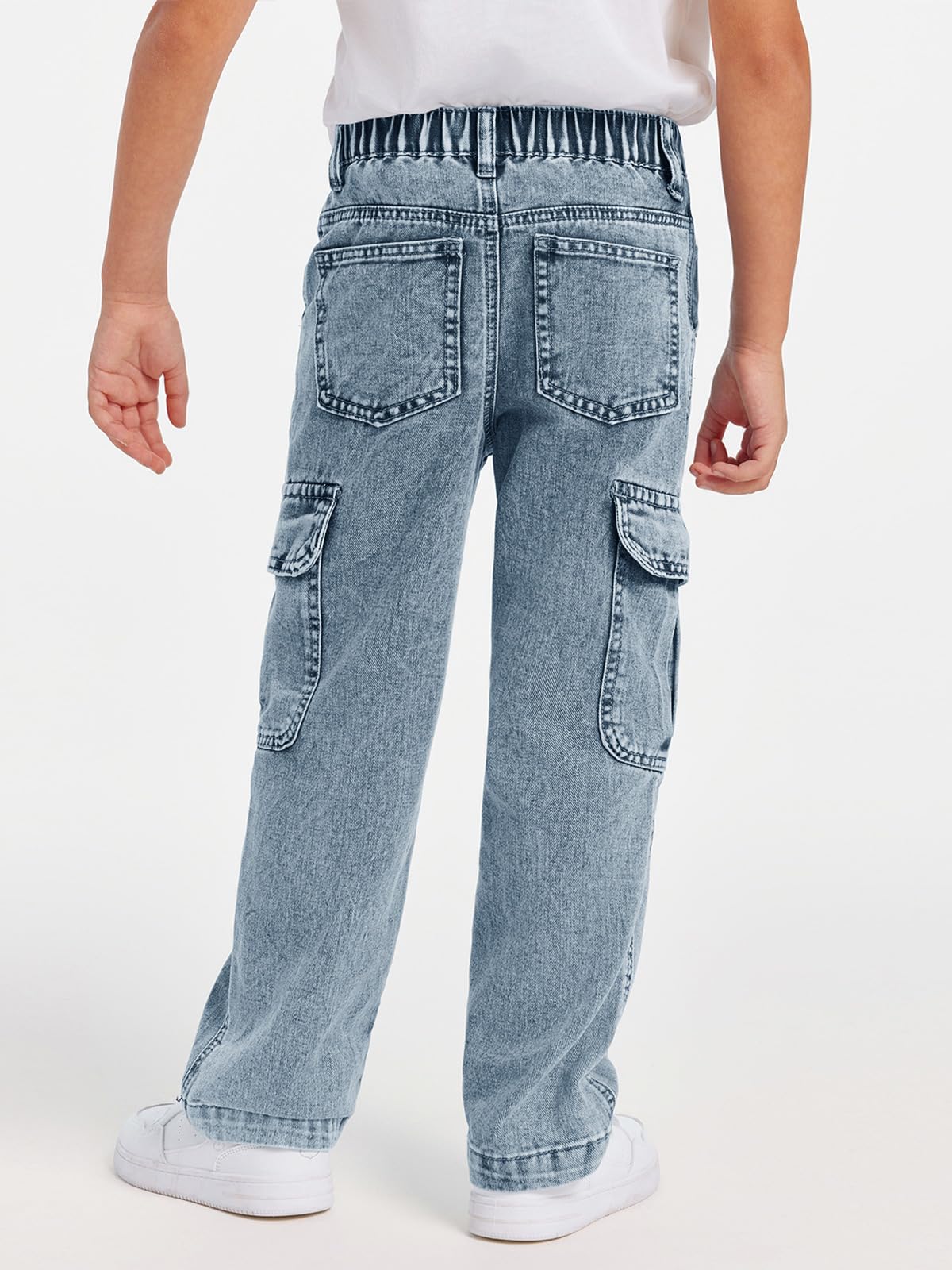 Haloumoning Jungen Jeans Cargohose Baggy | Elastischer Bund, Denimhose, Freizeithose, Herbst Mode, 5-14 Jahre Altersbereich