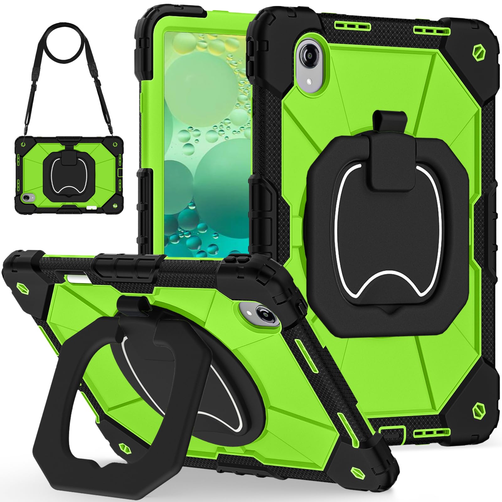 Etui kompatybilne z Lenovo Xiaoxin Pad Pro GT 13 (2026) TB378FC 33.0 cm z podstawką/uchwytem na ołówek, wytrzymałe, odporne na wstrząsy etui ochronne na ramię (czarno-żółto-zielony)