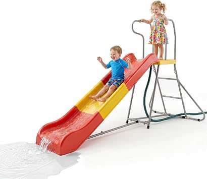 Outdoor Slide for Kids, 6.4FT Water Slide with Sturdy Climbing Ladder, Backyard Slide for Pool, Backyard, Lawn, for Boys and Girls Aged 3-10