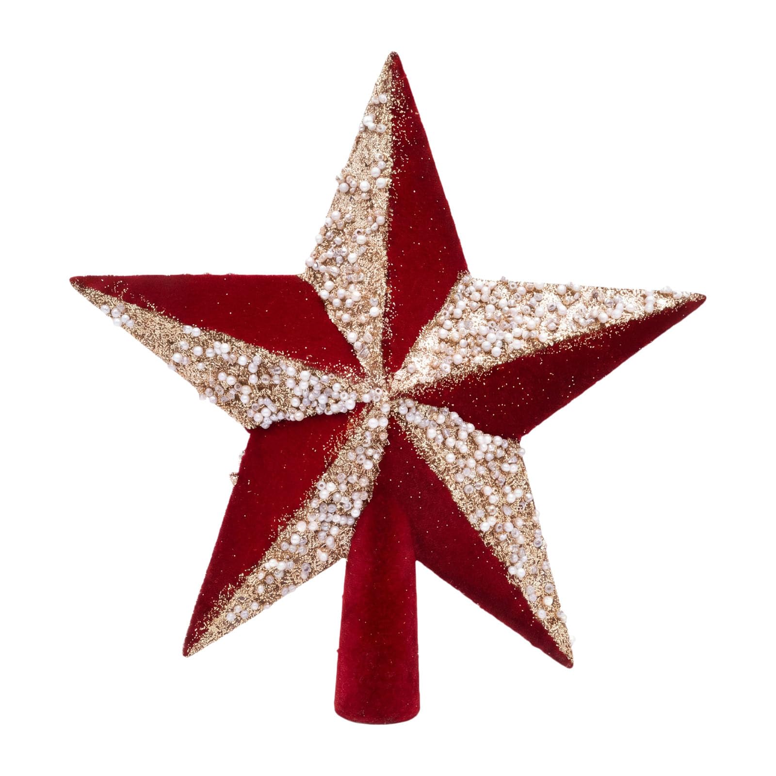 PANGBOER Sturdy Flocking Christmas Tree Toppers Red and Golden Star Shaped Ornament Decorative Christmas Decoration Stylish Decoration