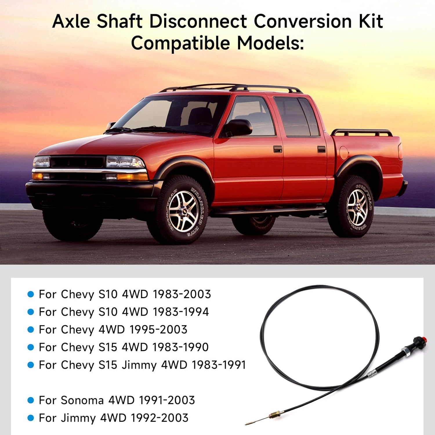 Bruce & Shark PSL500 Axle Shaft Disconnect Conversion Kit for Chevy S10 for GMC Sonoma 4WD 1983-2003, for Chevy S10/S15/Sonoma/Jimmy 4x4, Axle Disconnect, Posi-Lok PSL500 Shaft Kit