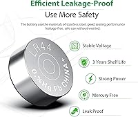 Vista 6 de LiCB Paquete de 10 pilas de botón LR44 AG13 357 303 SR44 de 1,5 V