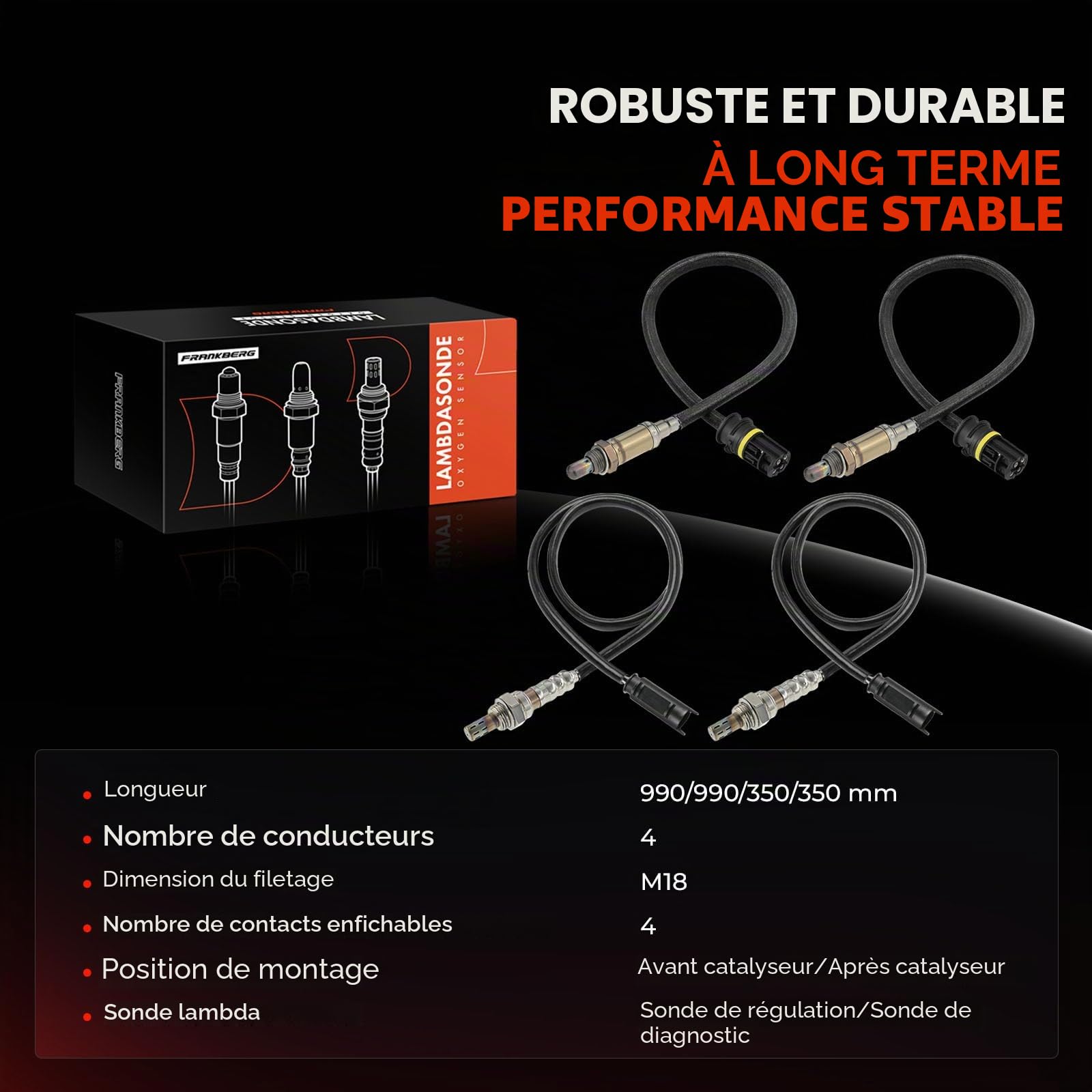 Frankberg 4x Sonde lambda avant/après Catalyseur Compatible avec Série 3 E46 2.0L-3.0L 1998-2007 Série 5 E39 E60 E61 2.0L-4.9L 1995-2010 Remplacer# 11781433940 | Compatible avec: Série 3 E46, Coupé Série 3 E46, Série 3 Cabriolet E46, Série 5 Touring E39,