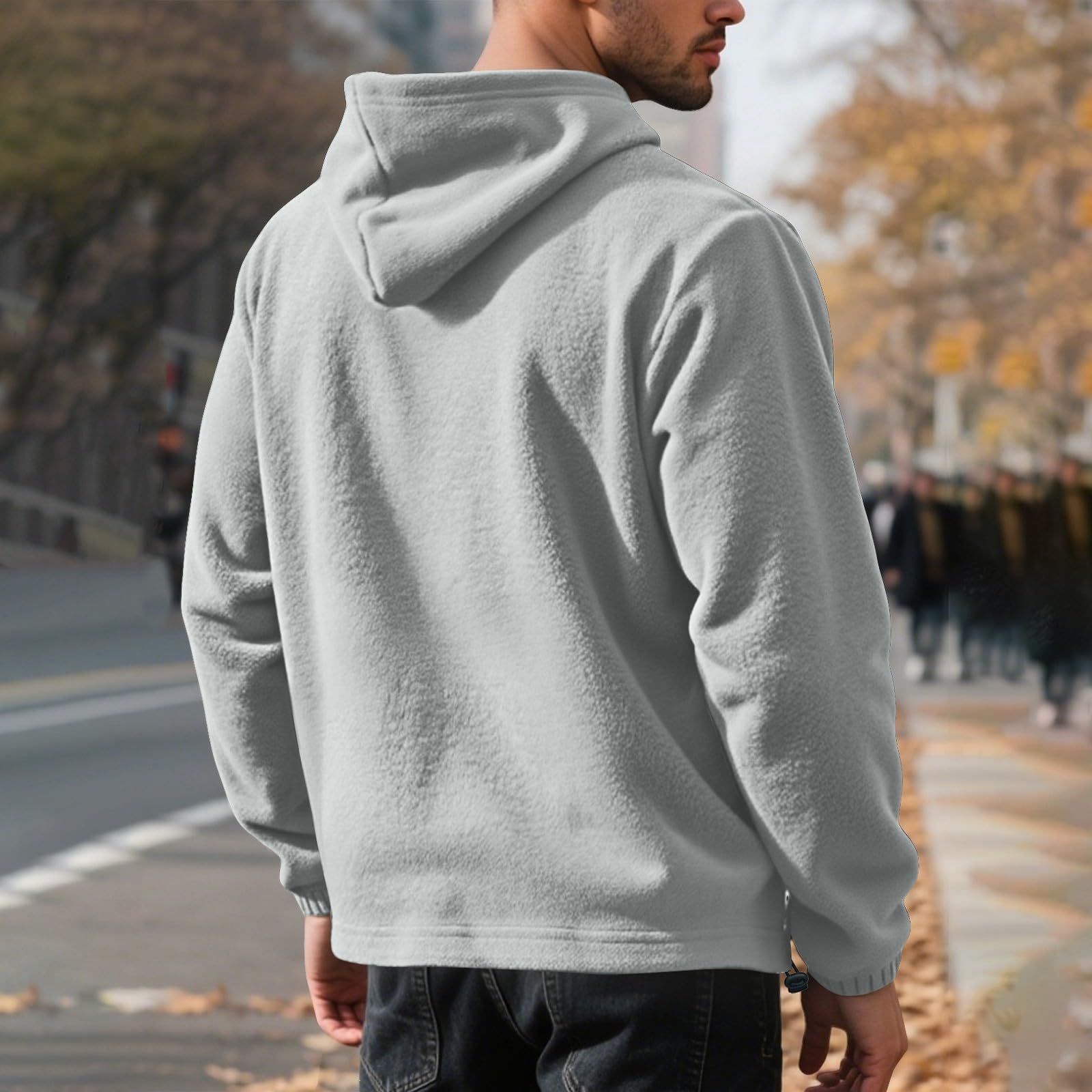 DENGJIAMY Sweat à capuche zippé pour homme | À porter au quotidien, promenades en automne, salon à la maison, salle de sport, trajet, couche d'automne, style urbain