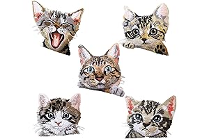 5Pcs Cool Embroidered Cat Logo Patches Perfect for Jackets and Clothes