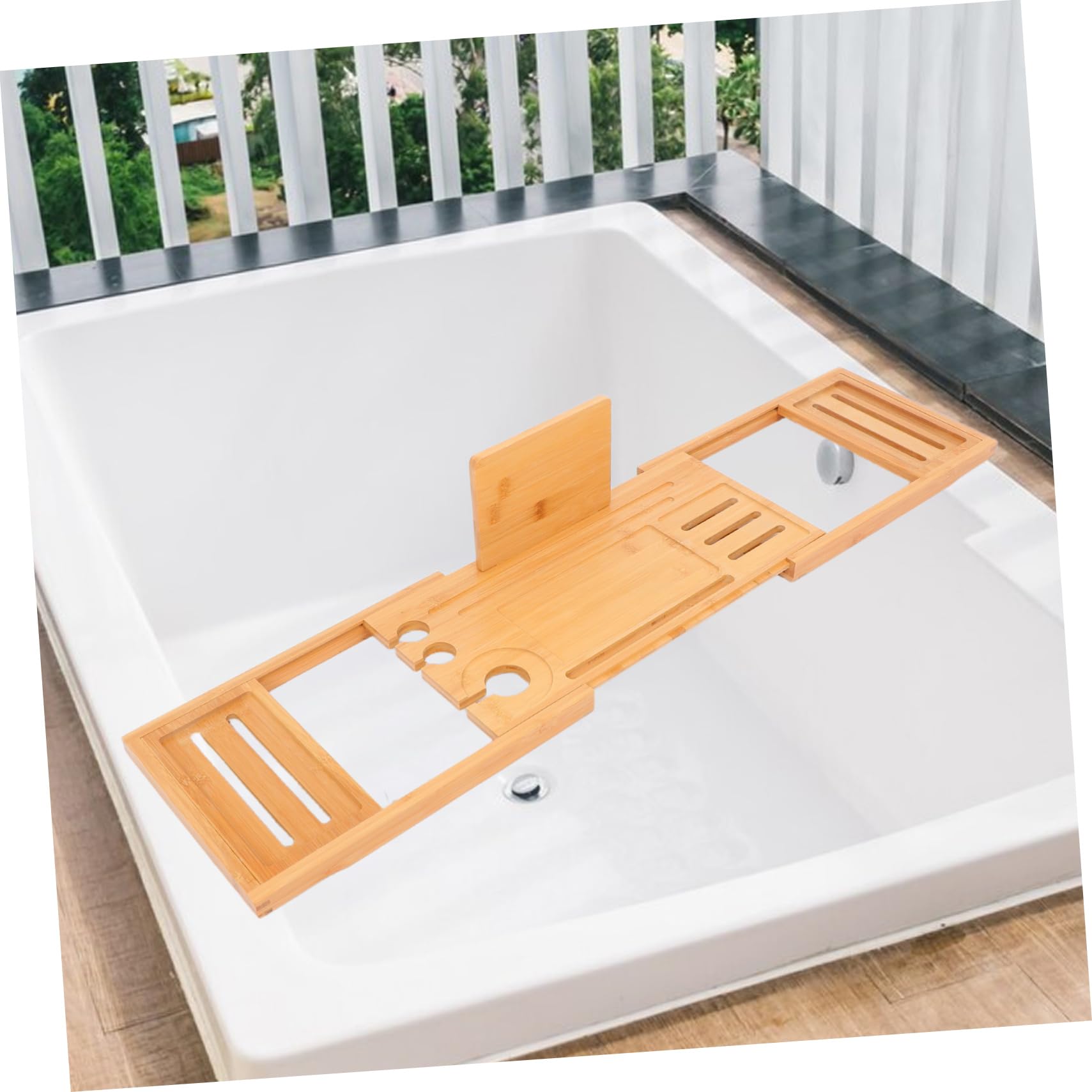 Vassoio da Bagno Facile da Pulire in Bambù Estensibile e Organizer per Vasca Design Regolabile, Resistente All’acqua Accessori Bagno