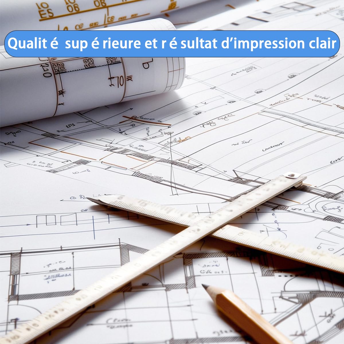 610 mm x 50 m, Plotterpapier 24 Zoll x 150 m, ideal für CAD-Zeichnungen, Ingenieurpläne, GIS-Karten und architektonische Designs (4 Rollen, 2 Zoll Spannfutter)