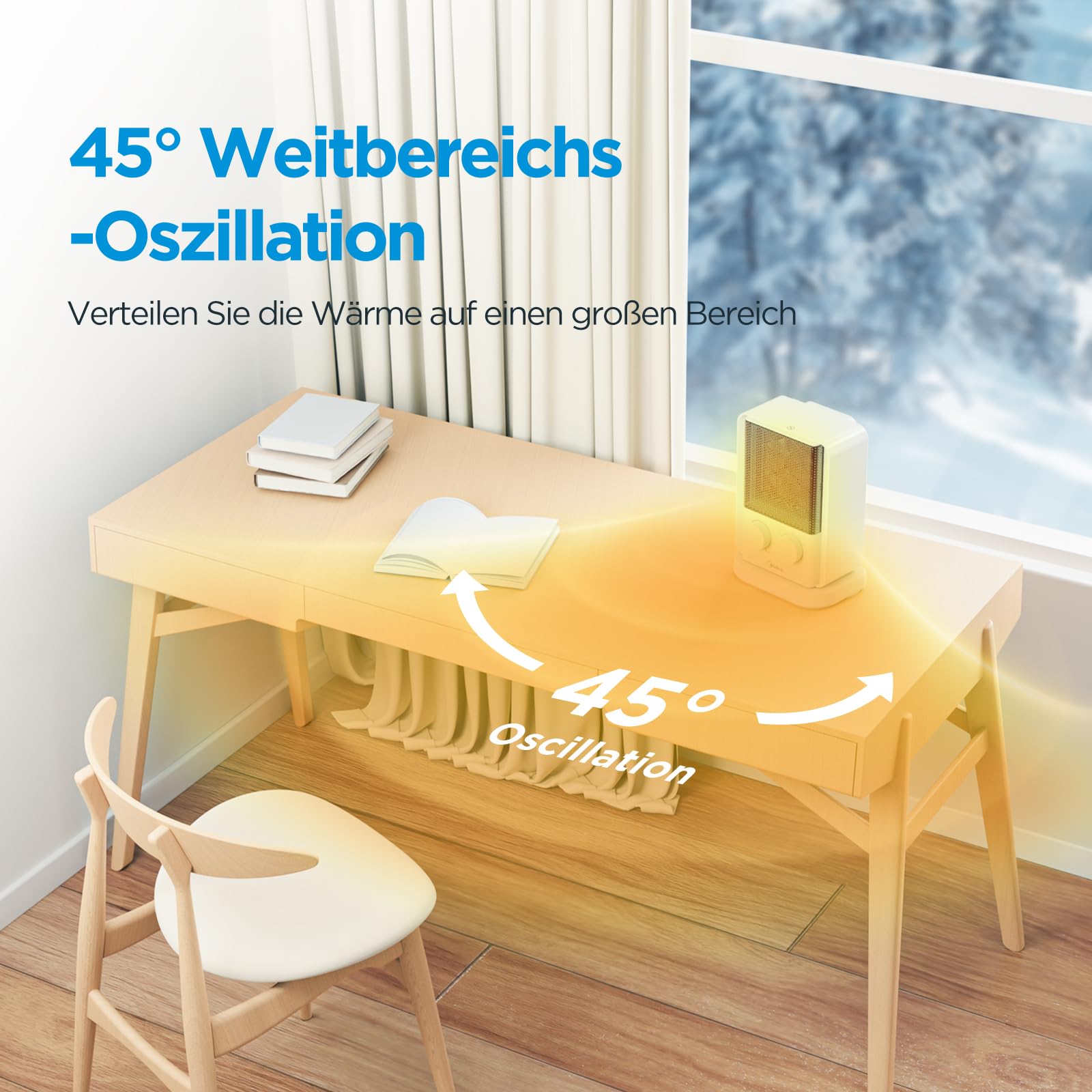 Midea NTY20-22E(WH) ceramiczny termowentylator PTC, cichy, energooszczędny 2000 W, termowentylator do łazienki, biura, sypialni, 2 stopnie ogrzewania, termostat, zabezpieczenie przed przegrzaniem,