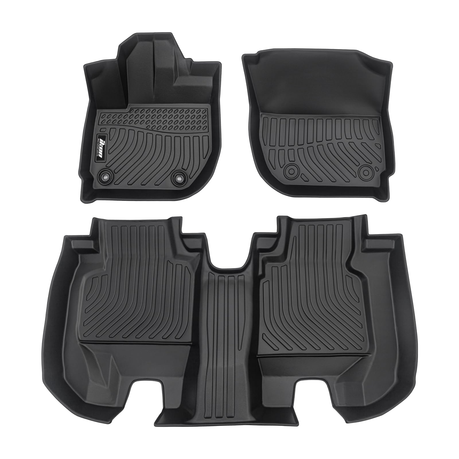 IKON MOTORSPORTS 3D TPE Floor Mats, Compatible with 2016-2022 Honda HR-V, All Weather Waterproof Anti-Slip Floor Liners, Front & 2nd Row Full Set Car Interior Accessories, Black