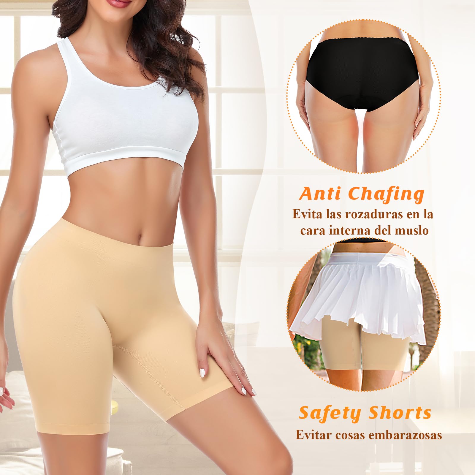 YARRCO Shorts Antirozaduras Mujer Bragas Pantalones Leggings Cortos Boxer Shorts sin Costuras Elástico para Yoga y Ciclismo