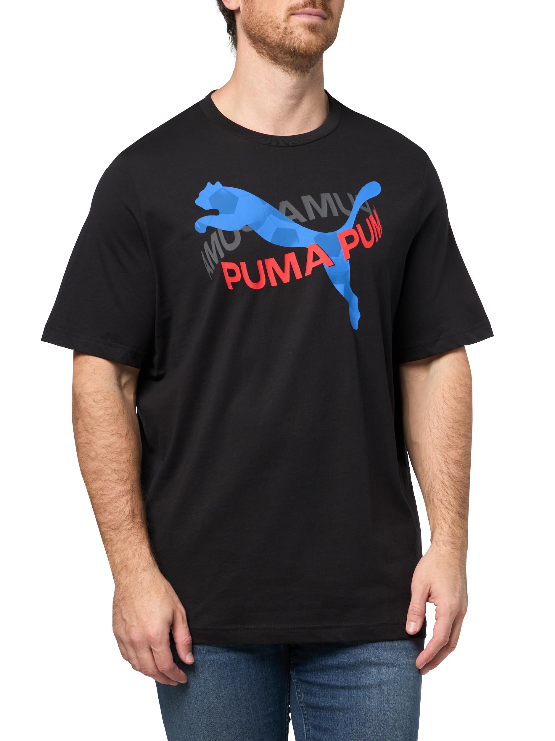 Puma Men's Rotation Black Ah25 Graphic T-Shirt, Xl
