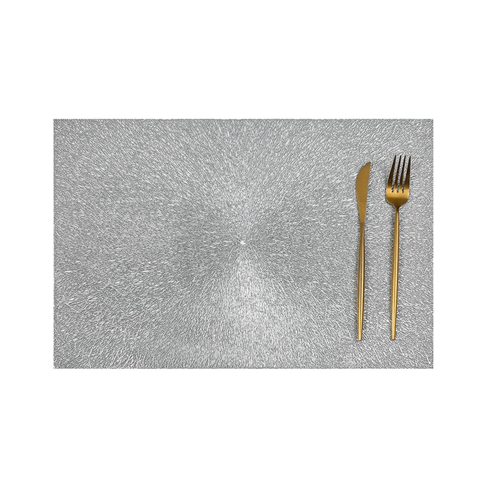 Set di 6 Tovagliette Tavola Eleganti, Tovaglietta Americana PVC 45x30cm Colore Solido Rettangolare Argento
