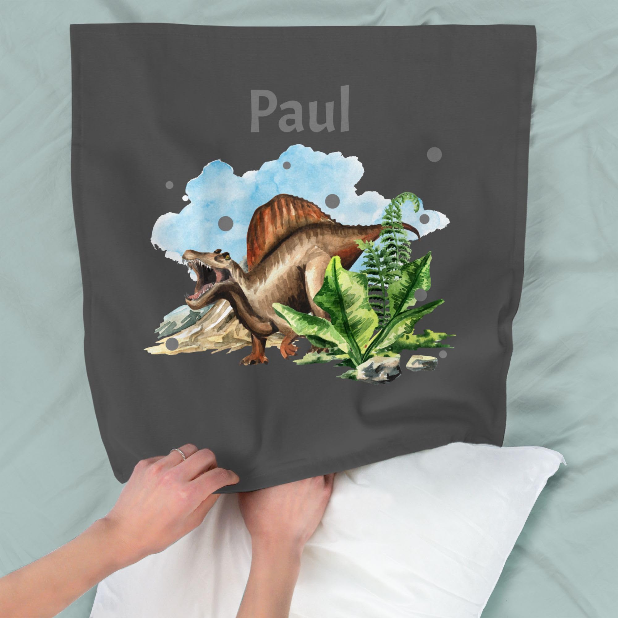Personalisiertes Dino-Kissen 50x50 Cm – Baumwolle Mit Reißverschluss, Perfekt Für Kinder